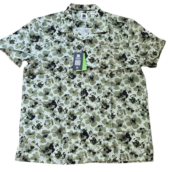 BROOKLYN BRIGADE Mens Arlington Rose Camp Shirt Green Floral Linen Blend NWT XL - Picture 2 of 7